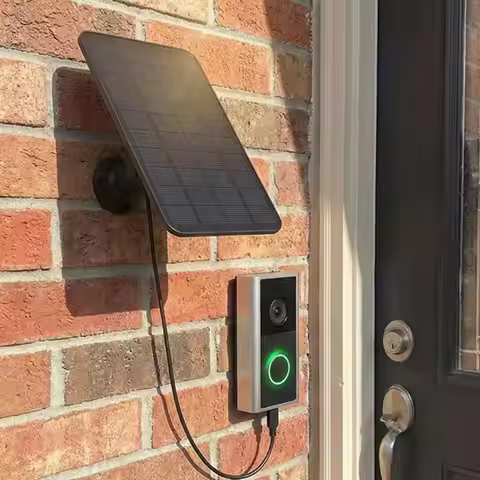 6W 5V Solar Panel For Doorbell Camera Solar Charging Board With Microed USB Interfaced And 5M Cable 