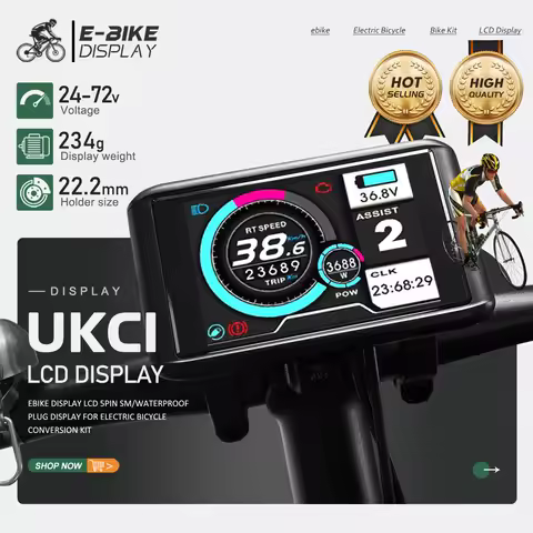 Electric Bike LCD Display Color 24V36V48V52V60V72V UKC1 Ebike Display SM/Waterproof Plug For UART2 P