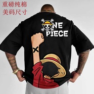 One Piece Short-Sleeved T-Shirt Anime Printed US Size 220g Heavy Cotton T-Shirt Customized logo Men'