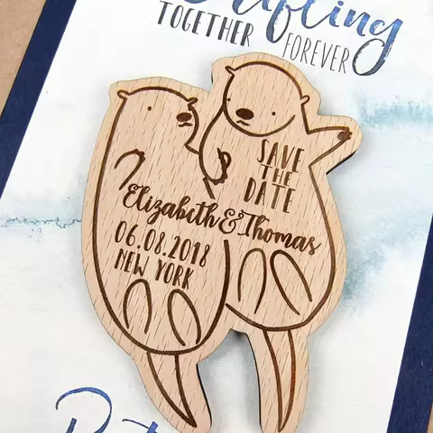 Sea Otters Save the Date, Save the Date Magnet, Wood Save the Dates, Wedding Invitation, Wedding Fav