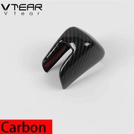 Vtear สำหรับฮอนด้า HRV HR-V 2021-2023 /Vezel 2022 2023 รถยนต์ ABS โครเมี่ยมชุบตกแต่งปกรถเกียร์ก้านฝาครอบป้องกัน (เงินสีแดงคาร์บอน) ชิ้นส่วนการปรับเปลี่ยนภ