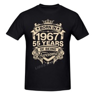 Born In 1967 55 Years For 55th Birthday Gift T shirt Harajuku Clothing Short Sleeve T-shirt 100% Cot