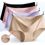 1pcs Ice Silk Seamless Underwear Middle Waist Panties Women Clothing, Seluar Dalam Wanita