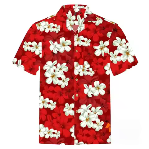 Summer Tropic Flower 3D Print Hawaiian Shirt for Men Loose Fashionlapel Button Short Sleeve Beach Sh