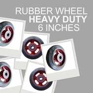 RUBBER WHEELS 6 " Cart Trolley WHEELS Heavy Duty