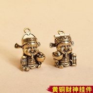 Brass keychain, Little God of Wealth pendant, Chinese style accessories, creative per黄铜钥匙扣小财神爷挂件中国风配饰创意个性复古汽车挂饰男女礼物1.10jj