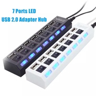 7 Ports High Speed 480 Mbps LED USB Charger Data Cable Adapter Cable Hub With Power On Off 4 7 Port 