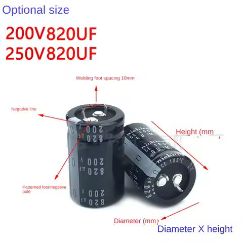 1-20PCS Original 200v 820uf aluminum Electrolytic capacitor 250V 820UF 200V nichicon 25X40MM Hight q
