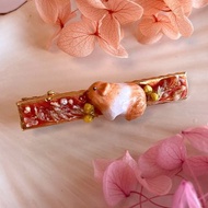 可客製化天竺鼠軟陶淡水珍珠永生花髮夾