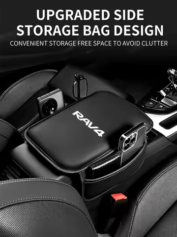 Leather Car Armrest Box Pad Central Arm Rest Storage Pocket Protective Cover For RAV4 Rav4 Interior 