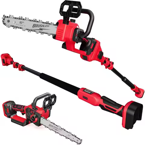 2-IN-1 Cordless 10-Inch Pole Saw And Chainsaw Compatible with Milwaukee M18 18V Battery, Total Reach