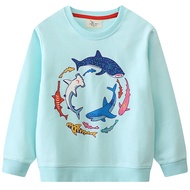 Baby Boys Sweaters Cartoon Shark Full Print Boy Long Sleeve Cotton Sweater Children Kids Clothes
