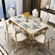 Luxury Marble Dining Table 8 Seater Rectangular Dining Table Modern Minimalist Set Meja Makan Mewah Marmar Berkualiti
