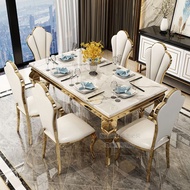 Luxury Marble Dining Table 8 Seater Rectangular Dining Table Modern Minimalist Set Meja Makan Mewah 