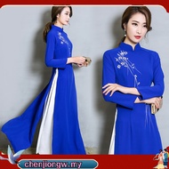 Graceful Vietnam Style Floral Traditional Dress for Women Asian Clothes Plus Ao Dai Clothing Cheongsam