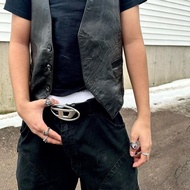 ITALY NEW DIESEL American Retro Silver Buckle D Letter Belt Mens Joker Decorative Dress Jeans Belt W