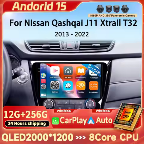 Android15 Car Radio Player For Nissan Qashqai J11 X-Trail Xtrail T32 Car Radio Multimedia Video GPS 
