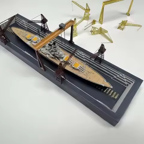 1/2000 Battleship Assembled Model Set Dry Dock Set H42 Kurfürst Warship DIY Handmade Ship Model Deco