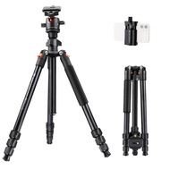 K&F CONCEPT 162cm/64.96in Portable Camera Tripod Stand Aluminum Alloy 8kg/17.6lbs Load Capacity Phot