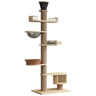 Cat Tree Tower Multi-Level Sturdy Wood Cat Condo Space-Saving sturdy Climbing Post Indoor Pet Play H