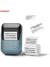Niimbot B1 熱敏標籤打印機20-50mm 標籤紙bt便攜式口袋標籤製造商條碼qr碼自粘貼標簽機1入
