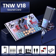 TNW V18 Sound Card Microphone Mixer Sound Card Karaoke Audio and LED Light Mixing