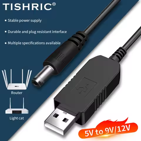 TISHRIC USB DC 5V to 12V 9V Power Cable For Router WIFI Adapter Wire usb Boost Module Converter 2.1x