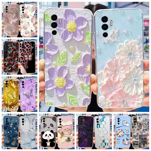 For Vivo V23 Pro V2132 Case For Vivo V23 5G V2130 V2303 Cover Fashion Flower Clear Silicone Phone Ca