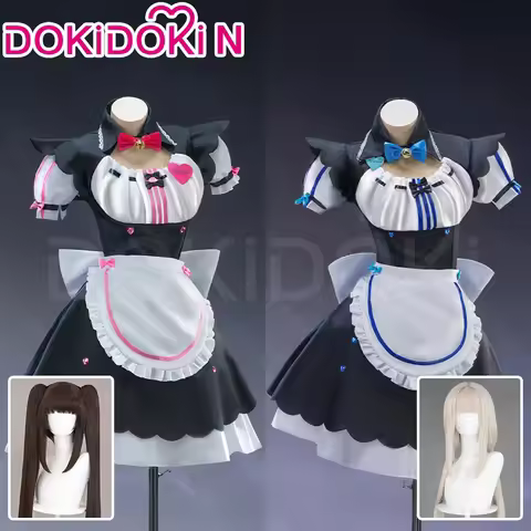 【Chocola Ready For Ship】Chocola Vanilla Cosplay Costume Nekopara【S-2XL】DokiDoki-N Women Maid Dress H