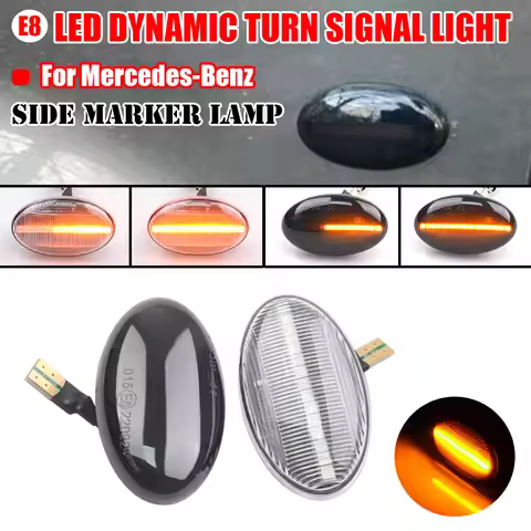 2x Dynamic LED Turn Signal Lights Side Marker Car Accessories for Mercedes-Benz Smart 450 & Benz W63