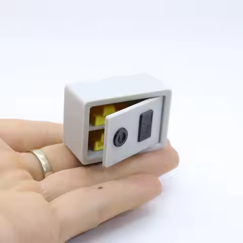 1Set 1/12 Scale Miniature Security Box for Dollhouse Password Lock Safe with Gold Props for Photogra