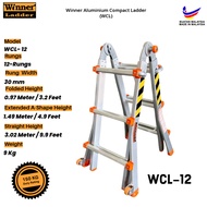 Winner Ladder Aluminium Compact Ladder WCL-12 Multipurpose Ladder 12 Step 150KG Duty Rating Heavy Du
