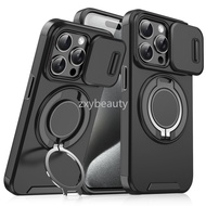 For iPhone 16 Pro Max 15 14 5G 2024 Case Shockproof Armor Slide Magnetic Casing For i16 16Pro 15Pro 