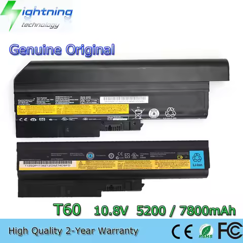 New Genuine Original 92P1138 10.8V 5200mAh/7800mAh Laptop Battery for Lenovo ThinkPad T60 T61 R500 T