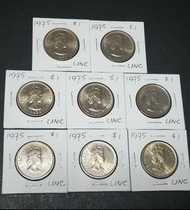 (全新UNC) 1975年女皇頭香港大一蚊(俗稱大餅) 共8枚  强車輪轉光  附紙夾