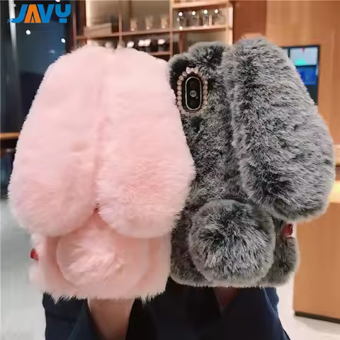 Fluffy Case For Iphone 17 Pro Max 17 Air Plush Rabbit Cute Warm Phone Fur Cover For Iphone 16 16e 15