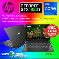 #1371 *Used  HP Pavilion Gaming 15 Laptop 10th Gen i7 16GB RAM 512GB SSD NVIDIA GEFORCE GTX1650Ti 1 