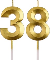 38th 83rd Birthday Candles, Gold 83 38 Year Old Number Birthday Candles, Birthday Party Decorations 