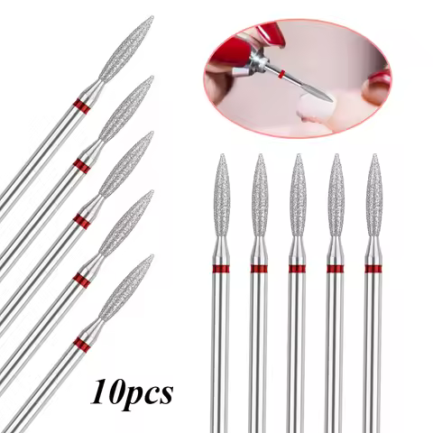 10Pcs Cuticle Clean Nail Drill Bit Set, 3/32" Russian Diamond Nail File Bits