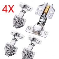 4 Pieces Cabinet Hinge Hydraulic Super Mute Stainless Steel Half Overlay Furniture Door Hinges Copper Core Damper Buffers Soft Close Cupboard
