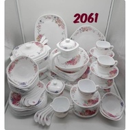 (72 pcs) Square opal dinner set/ Set pinggan mangkuk