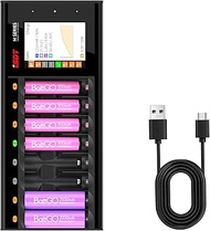 ISDT N8 8-Slots Fast Speedy Battery Charger with LCD Display,Type-C QC3.0 Output,Rechargeable Batter