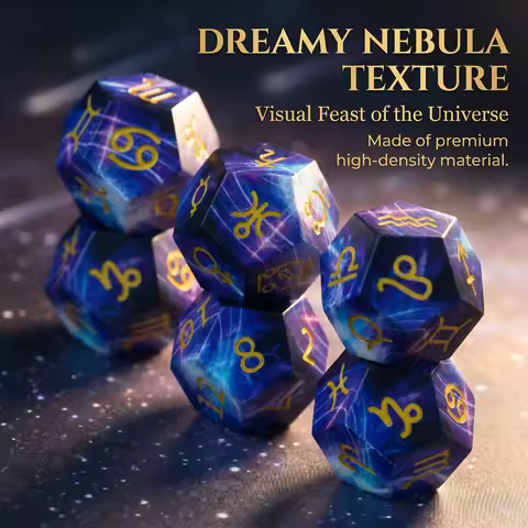 24mm Zodiac Dice Set - Premium Odorless Resin, Dazzling Design for RPG, Decoration, and Astrology Ta