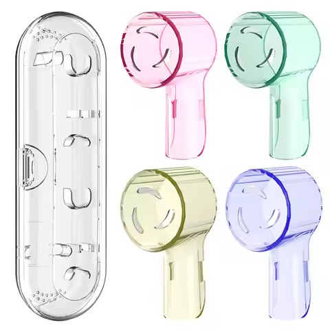 Toothbrush Travel Case and 4 Brush Head Protective Cover Caps for Travel and Home, Compatible with O