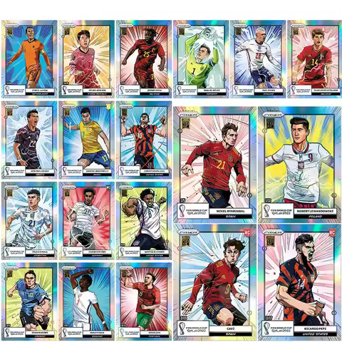 Panini Prizm 2022 World Cup Manga Lewandowski Gavi FC Barcelona DIY Homemade Football Star Trading C