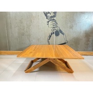 เวียงสักงาม แพร่ โต๊ะญี่ปุ่นเหลี่ยมพับใหญ่ สีสัก ขนาดประมาณ 90*90 สูง 38 เซนติเมตร