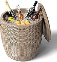 EasyUp Outdoor Cooler Side Table – 17 Inch Resin Ice Cooler Table for Wine, Champagne, and Beverages