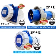 CEE IP67 16A 3PIN PLUG / WALL SOCKET / CONNECTOR SOCKET