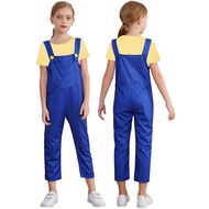 czx -#90-140 Kids Unisex Cartoon Character Cosplay Costume T-shirt and Suspender Pants Overall Set C