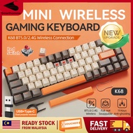 HOT🔥K68 2.4G/BT5.0 Wireless Mechanical Gaming Keyboard 68Keys Hotswap Bluetooth Gaming Keyboard for 